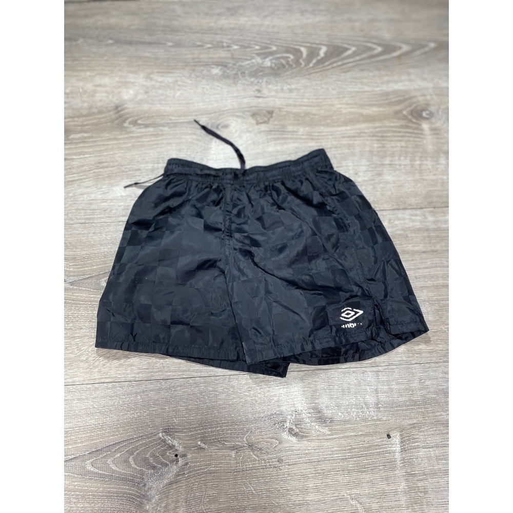 Umbro‎ Black Checkered Soccer Athletic Shorts Drawstring Elastic Waist Size XS